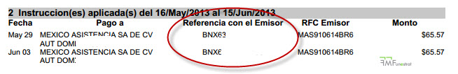 estado de cuenta con referencia de asistencia familiar